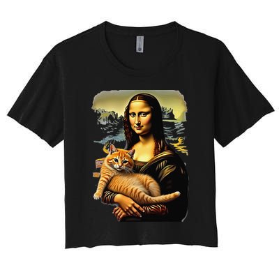 Mona Lisa Hugging Cat Crop Top