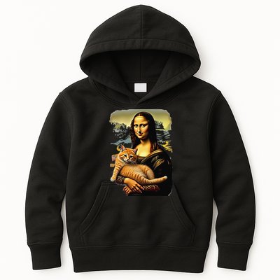 Mona Lisa Hugging Cat Kids Hoodie