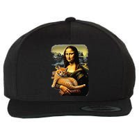 Mona Lisa Hugging Cat Wool Snapback Cap