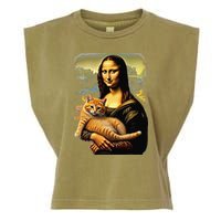 Mona Lisa Hugging Cat Garment-Dyed Women's Muscle Tee