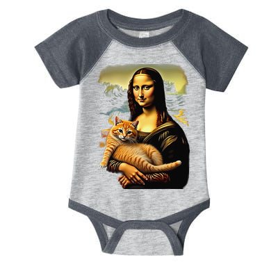 Mona Lisa Hugging Cat Infant Baby Jersey Bodysuit