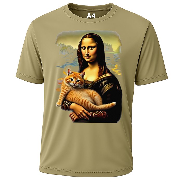 Mona Lisa Hugging Cat Performance Shirt