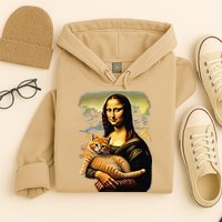 Mona Lisa Hugging Cat Hoodie