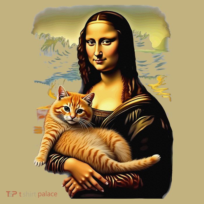 Mona Lisa Hugging Cat T-Shirt