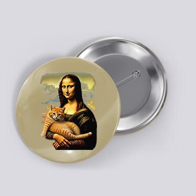 Mona Lisa Hugging Cat Button