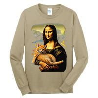 Mona Lisa Hugging Cat Tall Long Sleeve T-Shirt