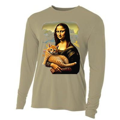 Mona Lisa Hugging Cat Cooling Performance Long Sleeve Crew