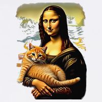 Mona Lisa Hugging Cat Garment-Dyed Sweatshirt