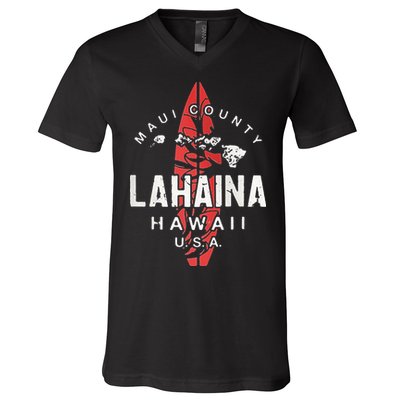 Maui Lahaina Hawaii Vintage Hawaiian Islands Surf V-Neck T-Shirt
