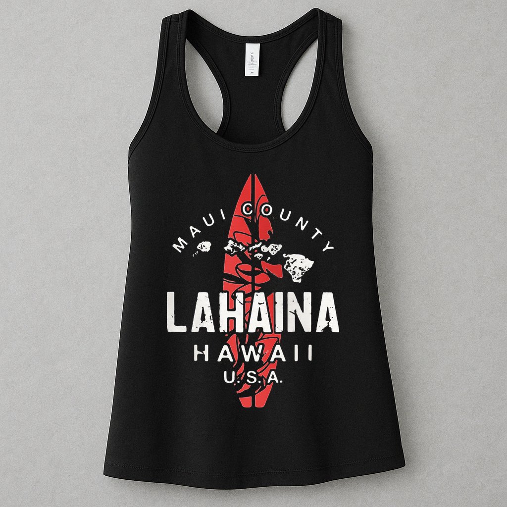 Maui Lahaina Hawaii Vintage Hawaiian Islands Surf Womens Tank Top