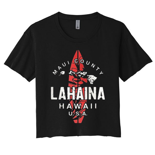 Maui Lahaina Hawaii Vintage Hawaiian Islands Surf Crop Top