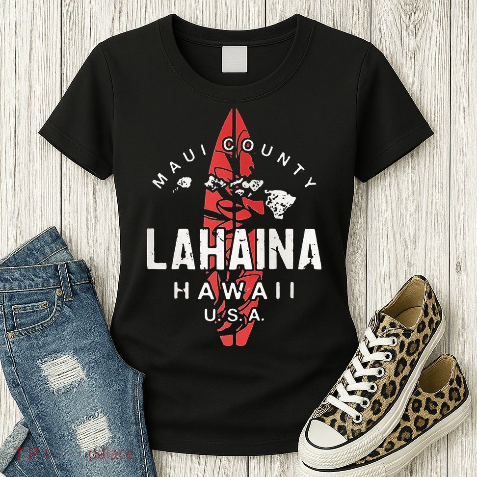 Maui Lahaina Hawaii Vintage Hawaiian Islands Surf Womens T-Shirt
