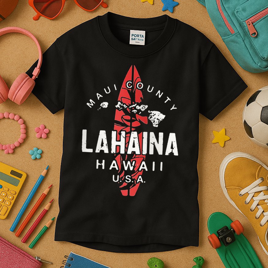 Maui Lahaina Hawaii Vintage Hawaiian Islands Surf Kids T-Shirt