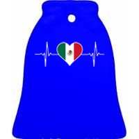 México Love Heartbeat Mexican Flag Pulse Heart For Mexico Gift Ceramic Bell Ornament