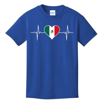 México Love Heartbeat Mexican Flag Pulse Heart For Mexico Gift Kids T-Shirt