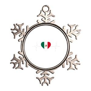 México Love Heartbeat Mexican Flag Pulse Heart For Mexico Gift Metallic Star Ornament