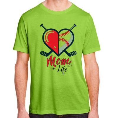 Mom Life Heart Funny Baseball Hockey Mom Mothers Day Adult ChromaSoft Performance T-Shirt