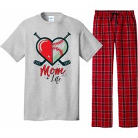 Mom Life Heart Funny Baseball Hockey Mom Mothers Day Pajama Set