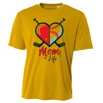 Mom Life Heart Funny Baseball Hockey Mom Mothers Day Cooling Performance Crew T-Shirt