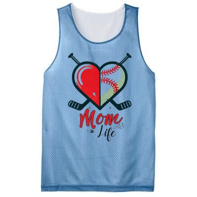 Mom Life Heart Funny Baseball Hockey Mom Mothers Day Mesh Reversible Basketball Jersey Tank