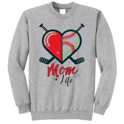 Mom Life Heart Funny Baseball Hockey Mom Mothers Day Sweatshirt