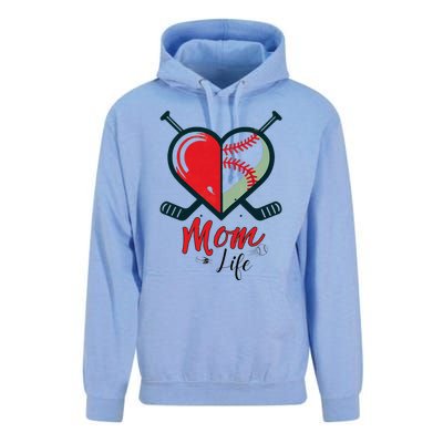 Mom Life Heart Funny Baseball Hockey Mom Mothers Day Unisex Surf Hoodie