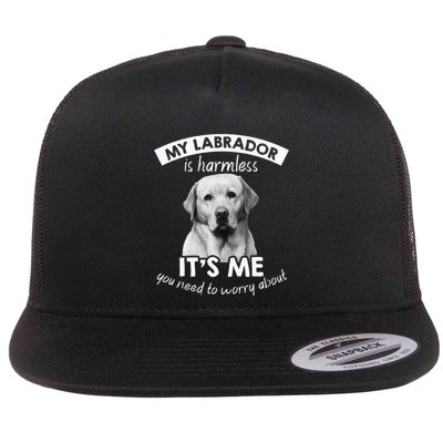 My Labrador Is Harmless Lab Owner Dog Silhouette Flat Bill Trucker Hat