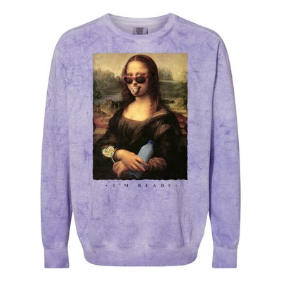 Mona Lisa I'm Ready Funny Party Colorblast Crewneck Sweatshirt