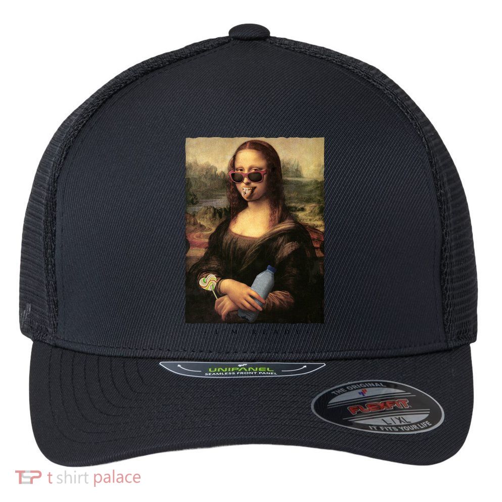 Mona Lisa I'm Ready Funny Party Flexfit Unipanel Trucker Cap