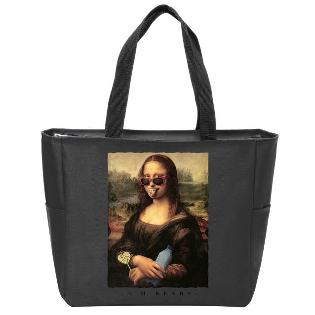 Mona Lisa I'm Ready Funny Party Zip Tote Bag