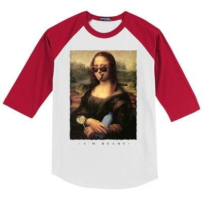 Mona Lisa I'm Ready Funny Party Kids Colorblock Raglan Jersey