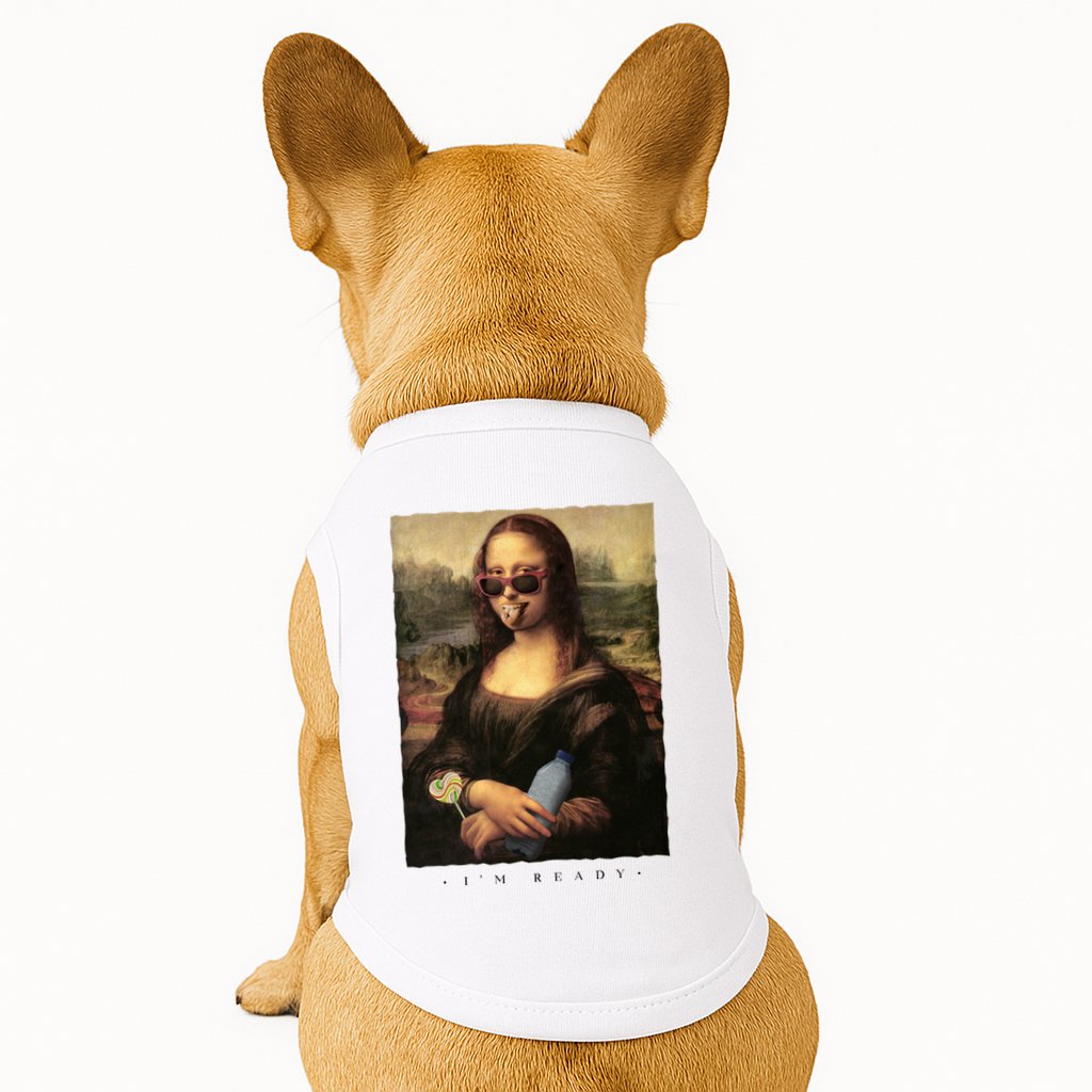 Mona Lisa I'm Ready Funny Party Doggie Tank