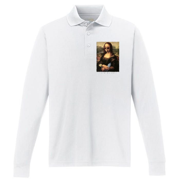 Mona Lisa I'm Ready Funny Party Performance Long Sleeve Polo