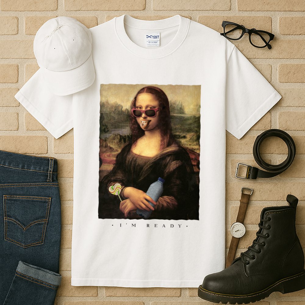 Mona Lisa I'm Ready Funny Party Tall T-Shirt