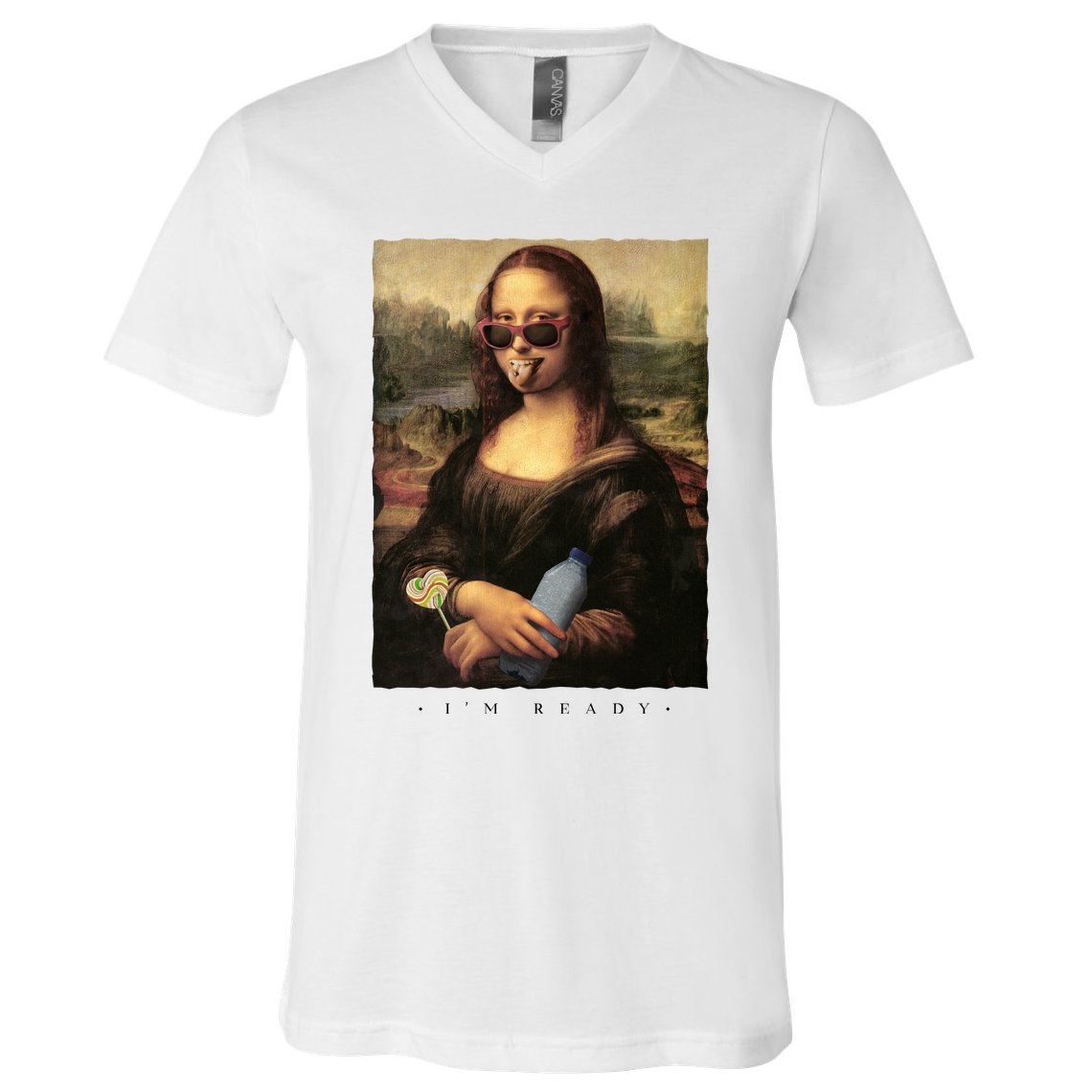 Mona Lisa I'm Ready Funny Party V-Neck T-Shirt