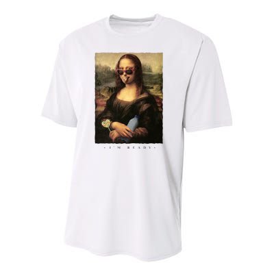 Mona Lisa I'm Ready Funny Party Youth Performance Sprint T-Shirt