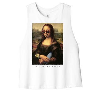 Mona Lisa I'm Ready Funny Party Women's Racerback Cropped Tank