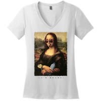 Mona Lisa I'm Ready Funny Party Women's V-Neck T-Shirt