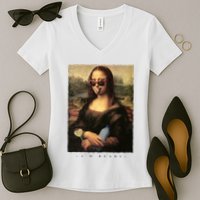 Mona Lisa I'm Ready Funny Party Women's V-Neck T-Shirt