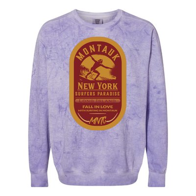 Montauk Long Island Surfers Paradise Colorblast Crewneck Sweatshirt