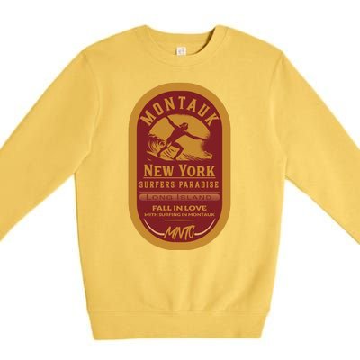 Montauk Long Island Surfers Paradise Premium Crewneck Sweatshirt