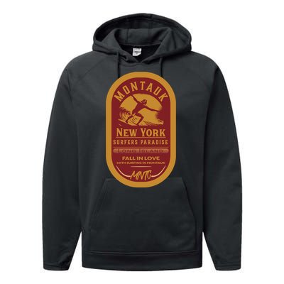 Montauk Long Island Surfers Paradise Performance Fleece Hoodie