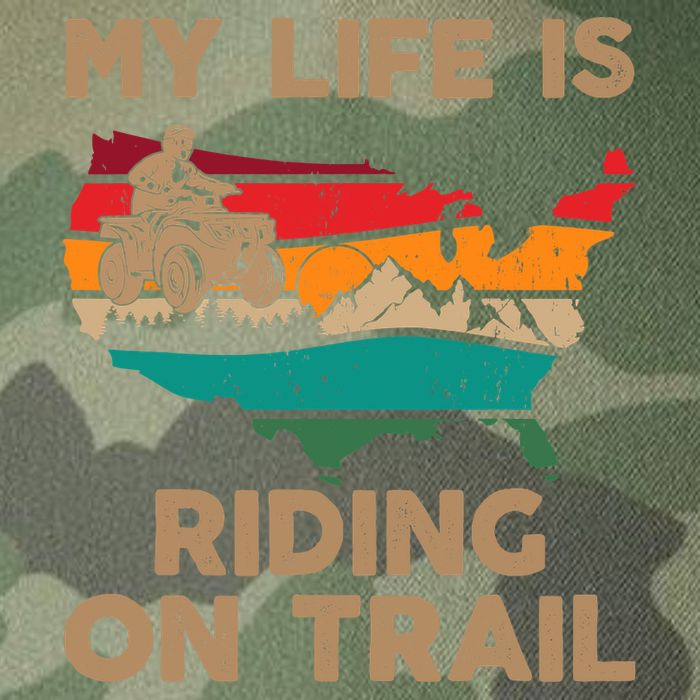 My Life Is Riding On Trail Quad ATV Squad USA Flag 4 Wheeler Legacy Tie Dye Trucker Hat