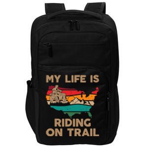 My Life Is Riding On Trail Quad ATV Squad USA Flag 4 Wheeler Impact Tech Backpack