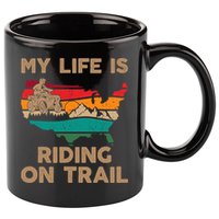 My Life Is Riding On Trail Quad ATV Squad USA Flag 4 Wheeler 11oz C Handle Ceramic Mug