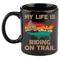 My Life Is Riding On Trail Quad ATV Squad USA Flag 4 Wheeler 11oz C Handle Ceramic Mug