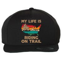 My Life Is Riding On Trail Quad ATV Squad USA Flag 4 Wheeler Wool Snapback Cap