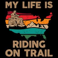 My Life Is Riding On Trail Quad ATV Squad USA Flag 4 Wheeler Wool Snapback Cap