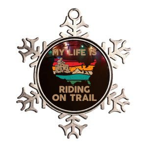 My Life Is Riding On Trail Quad ATV Squad USA Flag 4 Wheeler Metallic Star Ornament