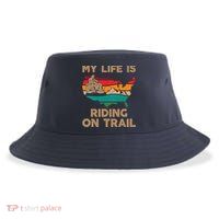 My Life Is Riding On Trail Quad ATV Squad USA Flag 4 Wheeler Sustainable Bucket Hat